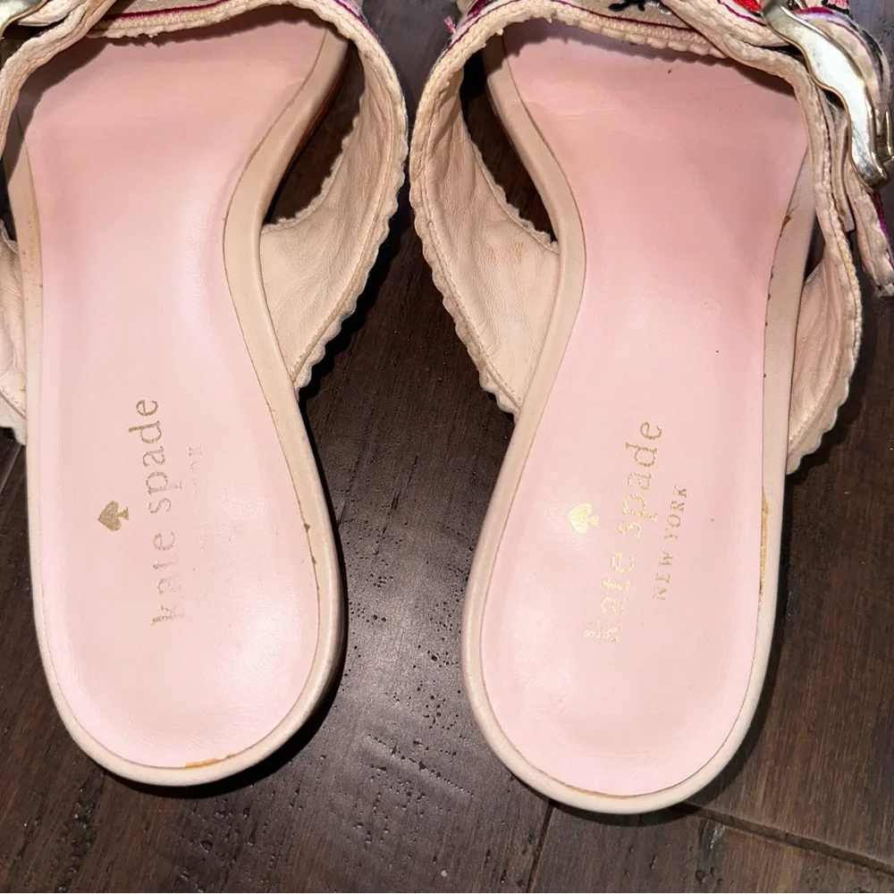 Kate Spade Faris Floral Embroidered Slide Sandal Cross Over Strap Buckle Size 7